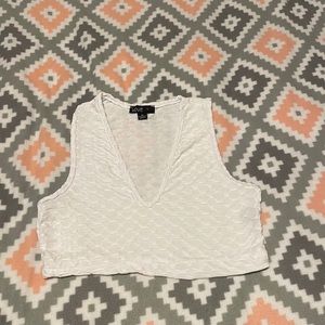 White cropped V-neck top